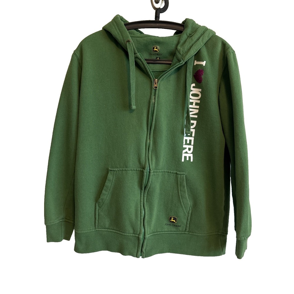 John Deere Womens Full Zip Hoodie M Graphic Chores Country Cowgirl Barn Workwear